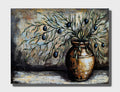 Erekle Kiparoidze, The Olive Branch 2-Piece Series, Mixed Media on Canvas, Dark Americana Art, textured olive branch in a cracked ceramic vase, rustic moody still life.